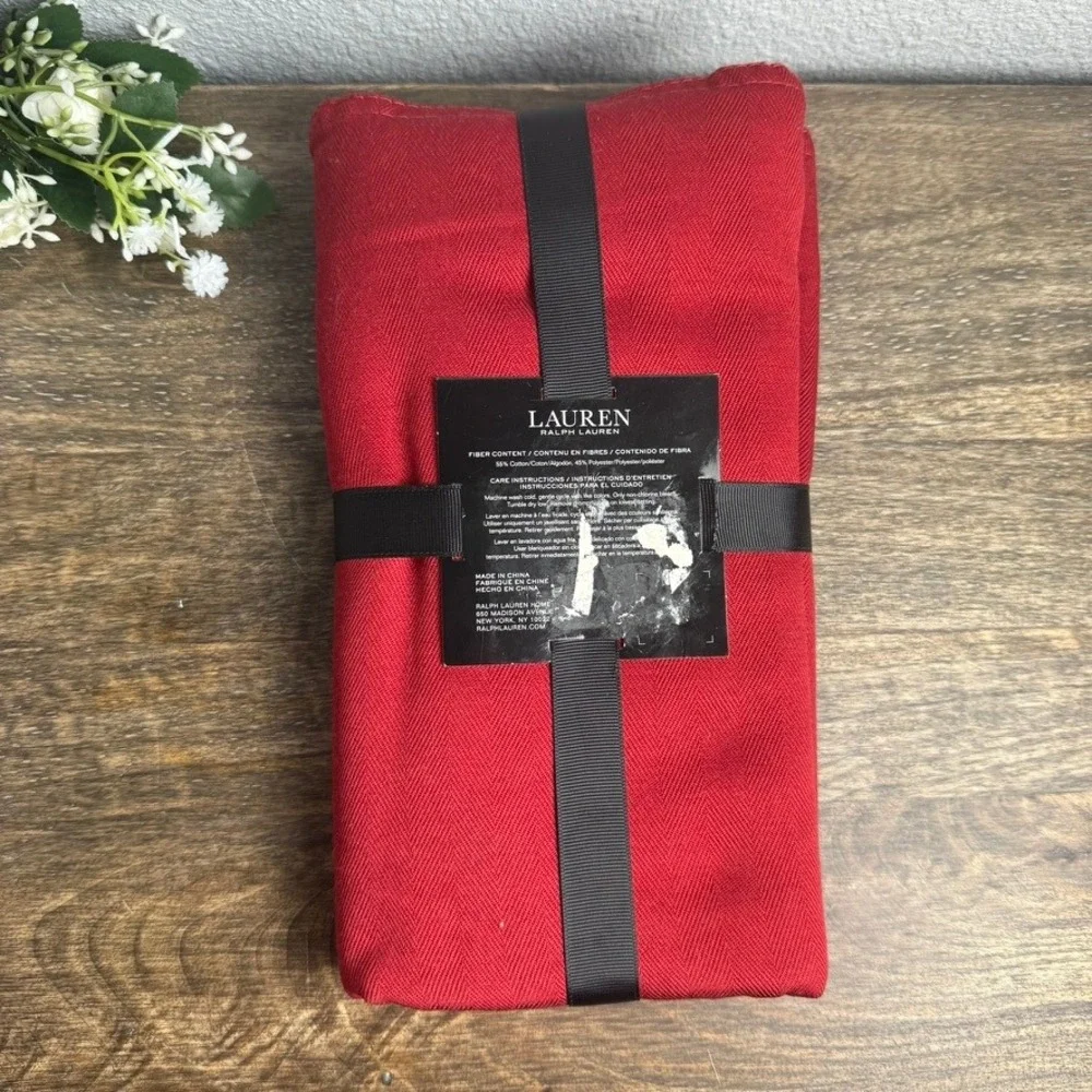 Lauren Ralph Lauren Red Herringbone Cloth Napkins Set of 6 Holiday 20x20 New
